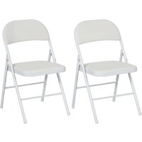 EONLION 2 Pack Padded Folding Chairs with Metal Frame White