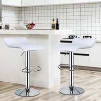 EONLION White 2 x Square Bar Stools PU Leather Swivel Stool