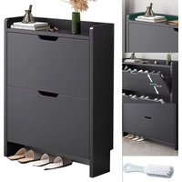SPETLEK 2 Drawer Shoe Rack Shoes Storage Cabinet Wooden Cupboard in Black
