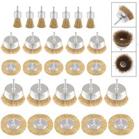 SPETLEK 27 Pcs Wire Brush Set Rotary Drill Attachment Wheel Cup Flat Sanding