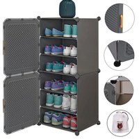 SPETLEK Shoe Rack Shoe Storage Cabinet Shelf Unit Door Hallway in Grey | Size: Small