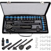 SPETLEK Heavy Duty 1/2" Ratchet Wrench Socket Set in Black
