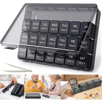 SPETLEK Pill Box 28 Slots Tablet Organiser Medicine Storage Dispenser New in Black