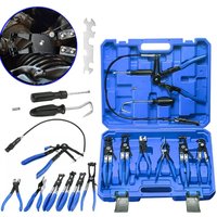 Hinsinc Automotive Hose Clamp Pliers Swivel Jaw Flat Angled Tool in Blue