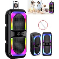 Hinsinc High Bass TWS Wireless Bluetooth Speakers Portable Subwoofer Party RGB in Black