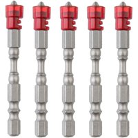Hinsinc 5PCS 65mm Magnetic Plasterboard Screwdriver Bits Phillips 14 Hex UK in Silver