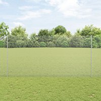 Berkfield Home Welded Wire Fence with 22 U Posts Silver 1.6 x 25 m Steel