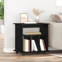 Berkfield Home Rolling Cabinet Black Oak 60x45x55 cm Engineered Wood | Size: 60 x 45 x 55 cm