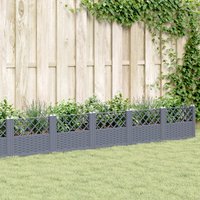 Berkfield Home Garden Planter with Pegs Blue Grey 363.5x43.5x43.5 cm PP