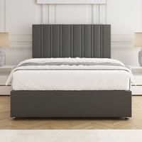BSSPOKE Sienna Plush Velvet Divan Bed Set 24"Headboard & Mattress No Drawers in Grey | Size: Single