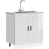 Berkfield Home Sink Base Cabinet "Porto" High Gloss White 80x46x81.5 cm Engineered Wood | Size: 80x46x81.5 cm