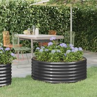 Berkfield Home Garden Raised Bed Powder-coated Steel 100x100x36 cm Anthracite in Black | Size: 100 x 100 x 36 cm