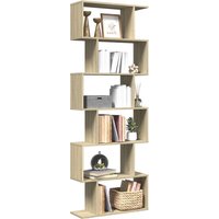 Berkfield Home Room Divider Bookcase 6-Tier Sonoma Oak 70x24x193 cm Engineered Wood in Brown | Size: 70 x 24 x 193 cm