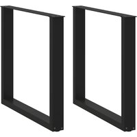 Berkfield Home Coffee Table Legs U-Shaped 2 pcs Black 90x(72-73) cm Steel