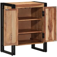Berkfield Home Shoe Cabinet Black 30x30x40 cm Solid Acacia Wood & Steel in Brown | Size: 30 x 30 x 40 cm