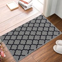Smart Living Trellis Heavy Duty Machine Washable Hallway Kitchen Non Slip Door Mat in Grey | Size: 80 cm x 150 cm