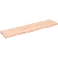 Berkfield Home Wall Shelf 80x20x2 cm Untreated Solid Wood Oak in Brown | Size: 80 x 20 x 2 cm
