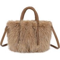 Avelyn Sparkling Faux Fur Top Handle Shoulder Bag Braided Handle