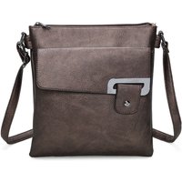 Clasico Accent Buckle Tri Compartments PU Leather Messenger Bag