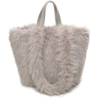 Fontanella Fashion Women's Eloria Sparkling Fluffy Reversible Top Handle Shoulder Bag in Light Grey