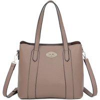 Fontanella Fashion Women's Evoline PU Leather Top Handle HandBag With Extra Removable Strap in Taupe