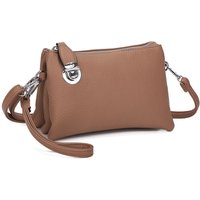Fontanella Fashion Women's Elara PU Leather Triple Compartment Crossbody Bag With Fixed Lock in Brown
