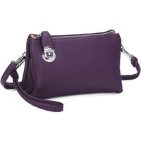 Fontanella Fashion Women's Elara PU Leather Triple Compartment Crossbody Bag With Fixed Lock in Purple