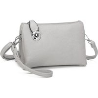 Fontanella Fashion Women's Elara PU Leather Triple Compartment Crossbody Bag With Fixed Lock in Light Grey