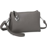 Fontanella Fashion Women's Elara PU Leather Triple Compartment Crossbody Bag With Fixed Lock in Dark Grey