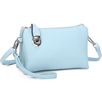 Fontanella Fashion Women's Elara PU Leather Triple Compartment Crossbody Bag With Fixed Lock in Pale Blue