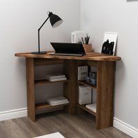 Destina Home Corner Computer Desk with Shelves in Brown | Size: 1 Pack