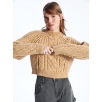 Crew Neck Cable Knit Soft Textured Sweater