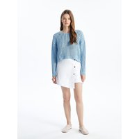 Long Sleeve Knit Jumper Woven Detail