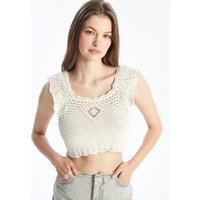 Strappy Cropped Knitted Top Openwork Detail