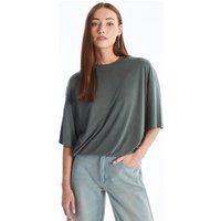Oversized Ecru Top Crew Neck & Short Sleeves