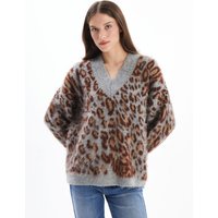 V Neck Leopard Print Long Sleeve Jumper