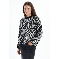 Crew Neck Zebra Print Cable Knit Jumper