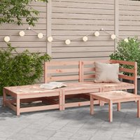 Berkfield Home Garden Sofa with Footstool 2-Seater Solid Wood Douglas in Brown