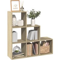 Berkfield Home Room Divider Bookcase 3-Tier Sonoma Oak 99x29x99 cm Engineered Wood in Brown | Size: 99 x 29 x 99 cm