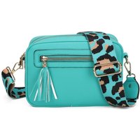 Fontanella Fashion Women's Tassel Zip Crossbody Bag with Canvas Strap in Turquoise