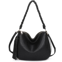 Fontanella Fashion Women's Keun Tassol & Knotted Strap PU Shoulder Bag in Black