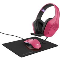 Trust Gaming Gaming Tridox 3-in-1 Gaming PC Bundle Headset Mouse & Mat Pink GXT790P in Dark Pink
