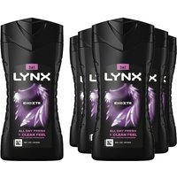 Lynx Men's Excite 12H Fragrance Shower Gel Body Wash, 225ml, 6 Pack in Purple