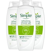 Simple Women's Kind to Skin Refreshing 'Shower Gel' with Gentle Formulation 450ml, 3 Pack in Green
