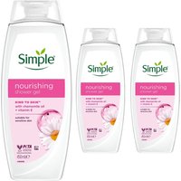 Simple Women's Kind to Skin Nourishing 'Shower Cream' with Gentle Formulation 450ml, 3 Pack in Pink