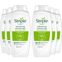 Simple Women's Kind to Skin Refreshing 'Shower Gel' with Gentle Formulation 450ml, 6 Pack in Green