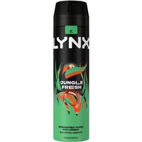 Lynx Men's Jungle Fresh Body Spray XL 48-Hour HD Fragrance Deodorant, 200ml in Black