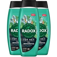 Radox Men's 3x Mineral Therapy Feel Invigorated 'Shower Gel' & Shampoo for Men, 450ml in Green