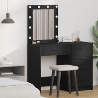 Berkfield Home Dressing Table with LED Lights Black Oak 50x41x135 cm | Size: 50 x 41 x 135 cm