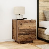 Berkfield Home Bedside Cabinet with LED Lights Old Wood 45x40x55 cm in Brown | Size: 45 x 40 x 55 cm